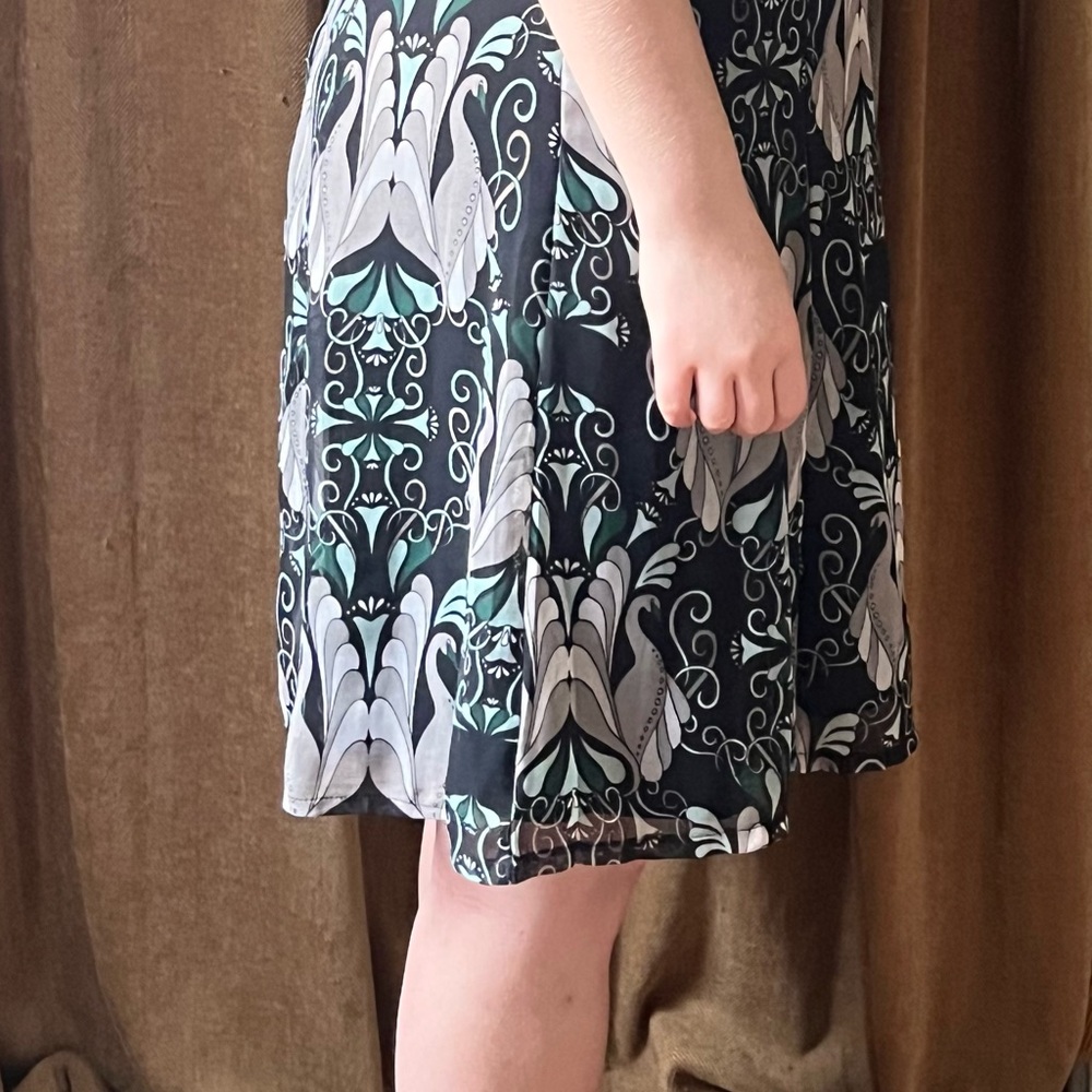 Voodoo Vixen Black and Green Art Deco Midi Dress - Picture 6 of 7